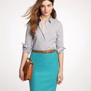 J. Crew Wool Teal Green Pencil Skirt 6